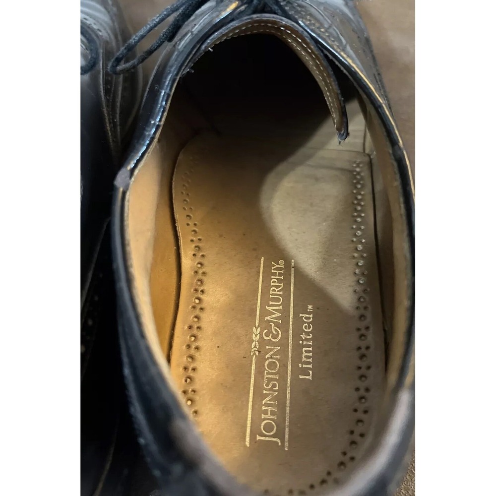 Johnston & Murphy Limited Wingtip Oxford Lace Up Shoes Men's SZ 9 1/2 Black - Picture 6 of 10